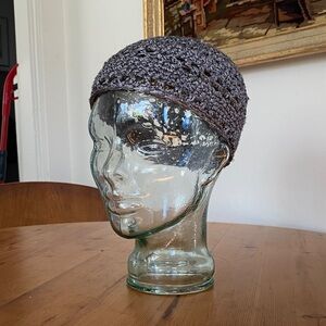 Stylish Gray Open Weave Crochet Beanie